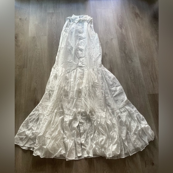 elliatt gaily white sleevless tiered button down long maxi shirt dress size XS - Picture 4 of 8